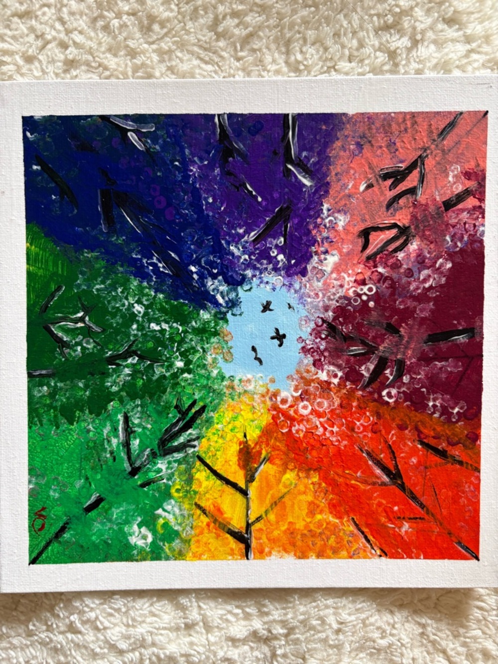 Colorful Abstract Tree Canopy Painting - Rainbow Palette
